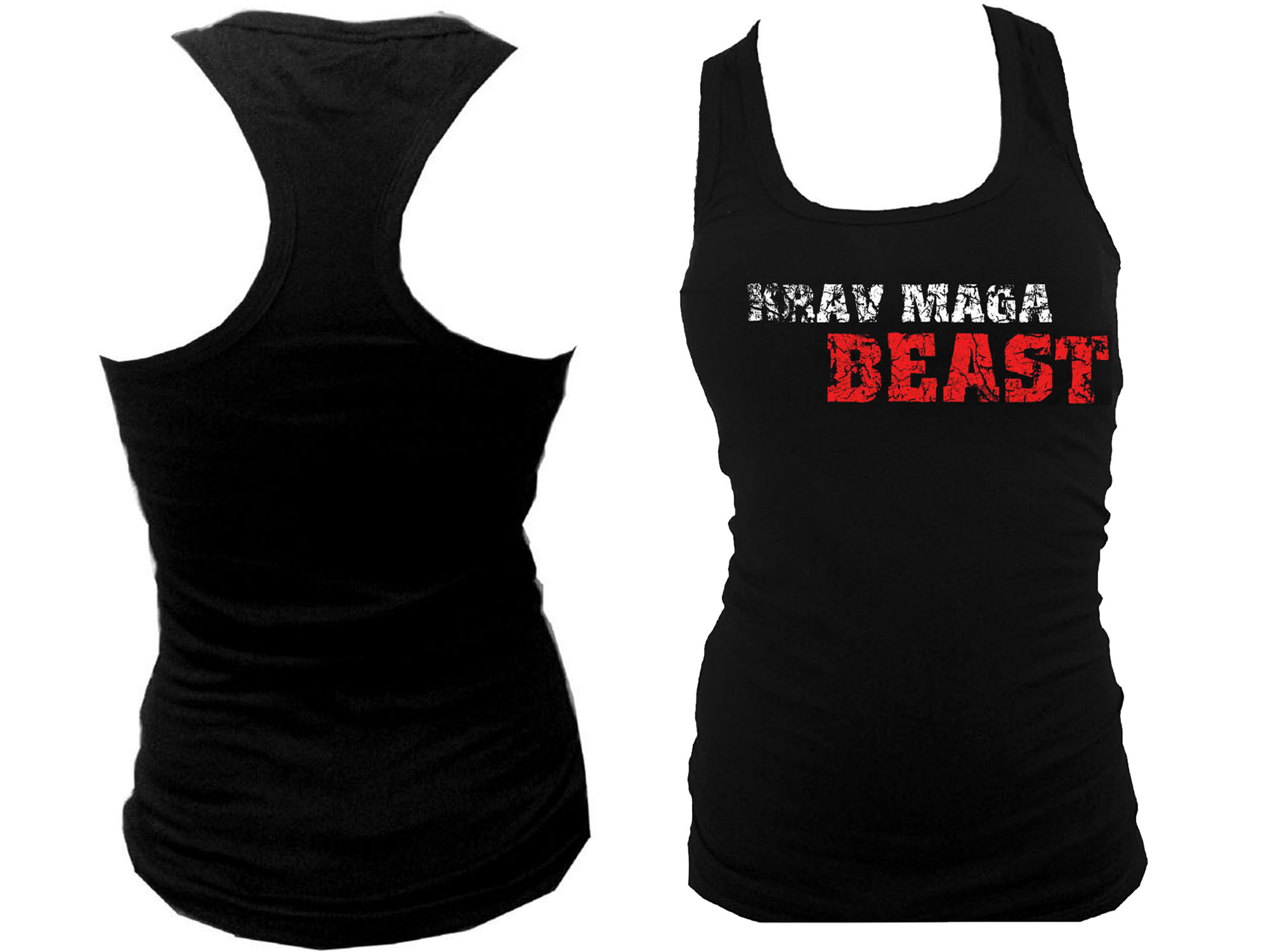 Krav Maga beast distressed look v neck slim fitted tank top S/M